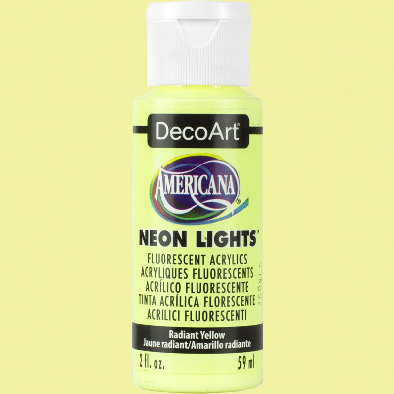 Radiant-Yellow-DA342-DecoArt-Americana-Neon-Lights-Acrylic-59ml